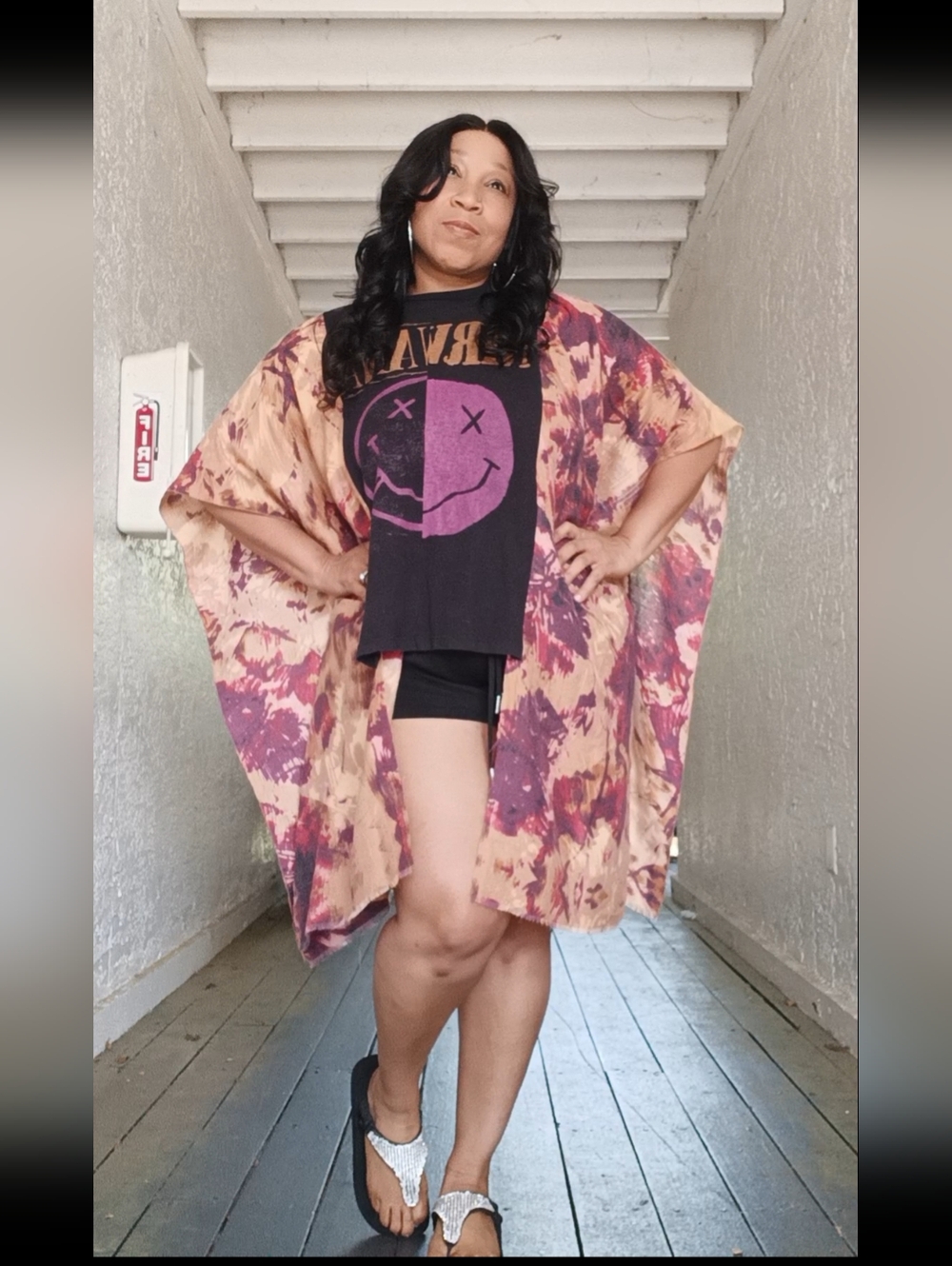 Upcycled Nirvana Graphic Tshirt Poncho